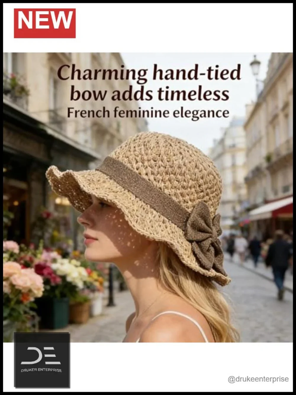 Woven Straw Sun Hat with Bow Wide Brim Packable Travel Bucket Hat